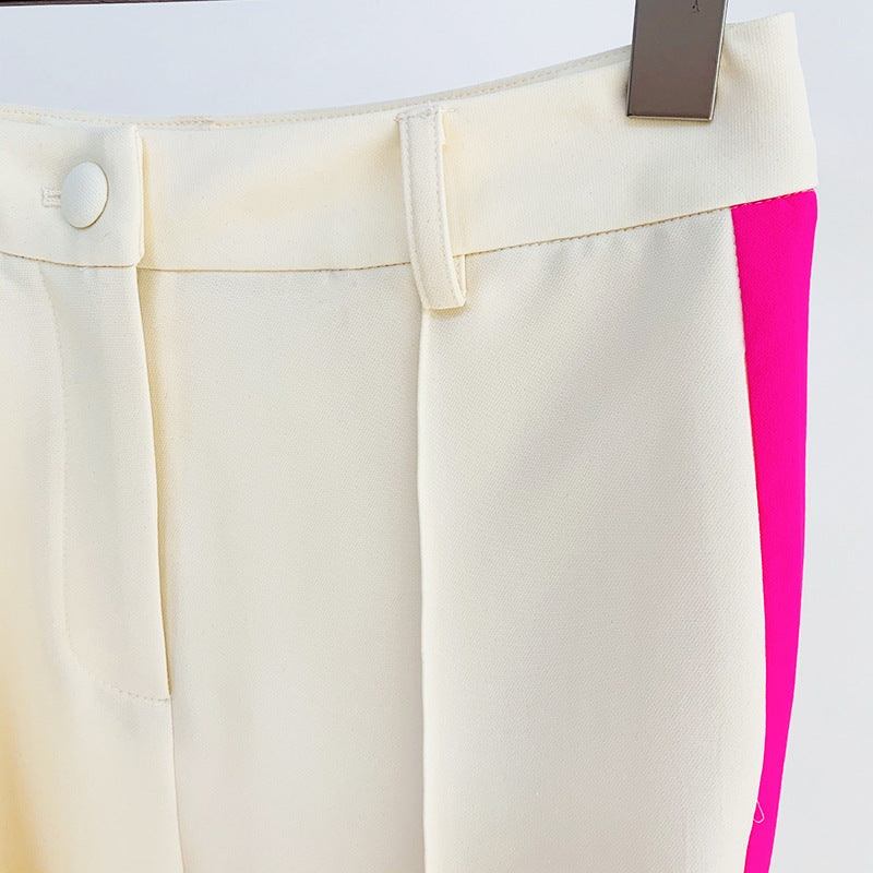 Business Suit One Button Color Matching Suit Bell-Bottom Pants Suit Two-Piece Suit