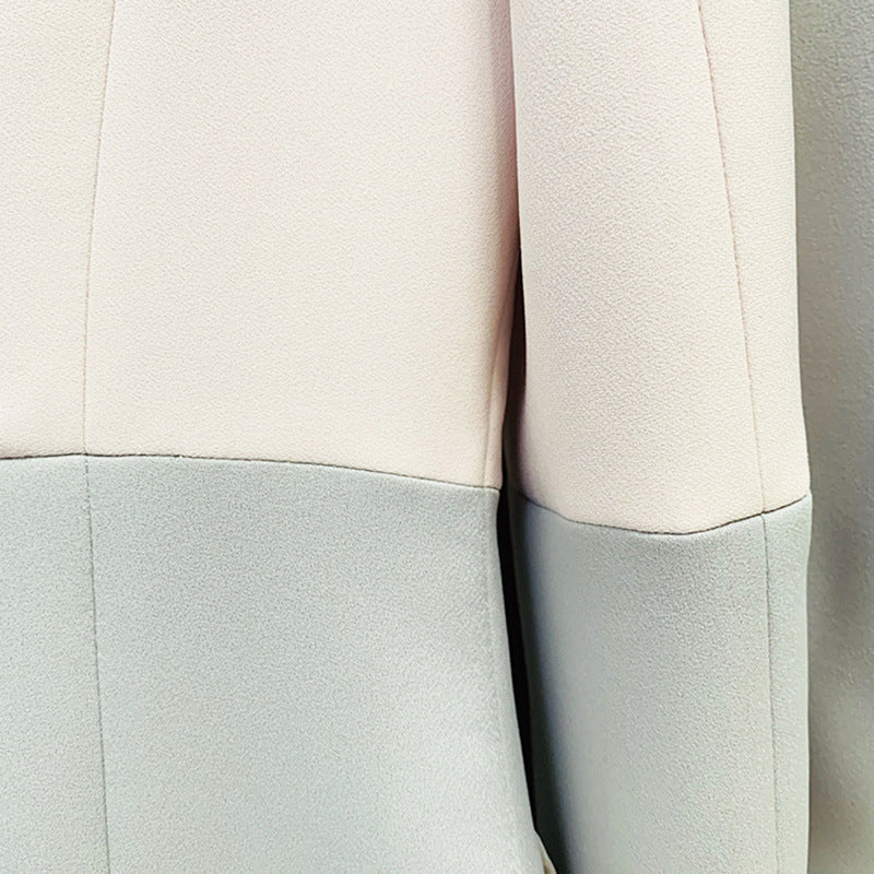 Goods Business One Button Color Matching Mid Length Suit Bell Bottom Pants Suit Two Piece Blazer Suit Set