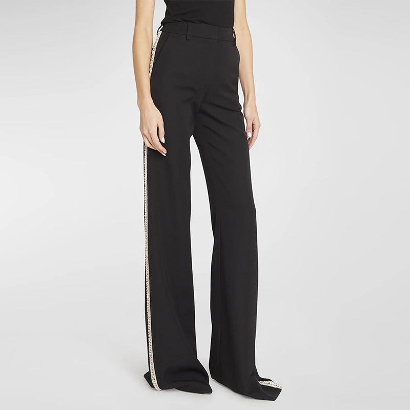 Stars Diamond Beaded Double Breasted Slim Blazer Rhinestone Trousers