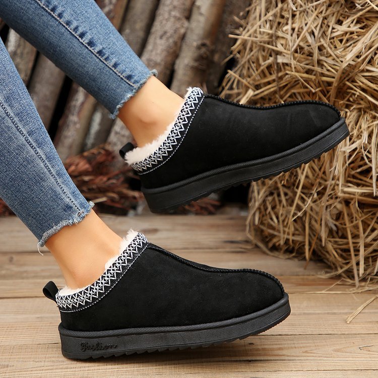 Cloth Short Tube Platform Snow Boots Women Warm Lazy Half Support Cotton Shoes