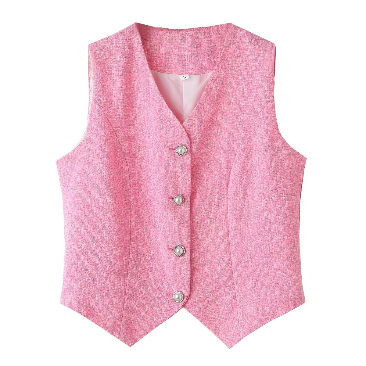 Loose Lapels Texture Double Breasted Refined Stylish Casual Small Blazer Set