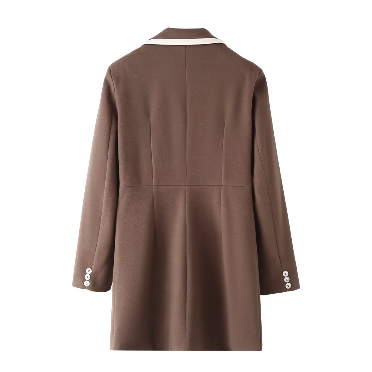 Women Clothing High Sense White Texture Belt Metal Button Design Women Coat