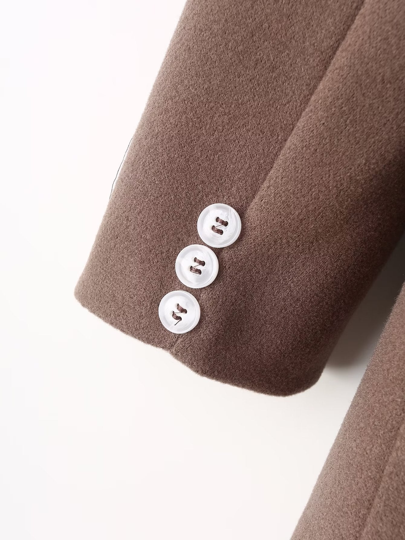Women Clothing High Sense White Texture Belt Metal Button Design Women Coat