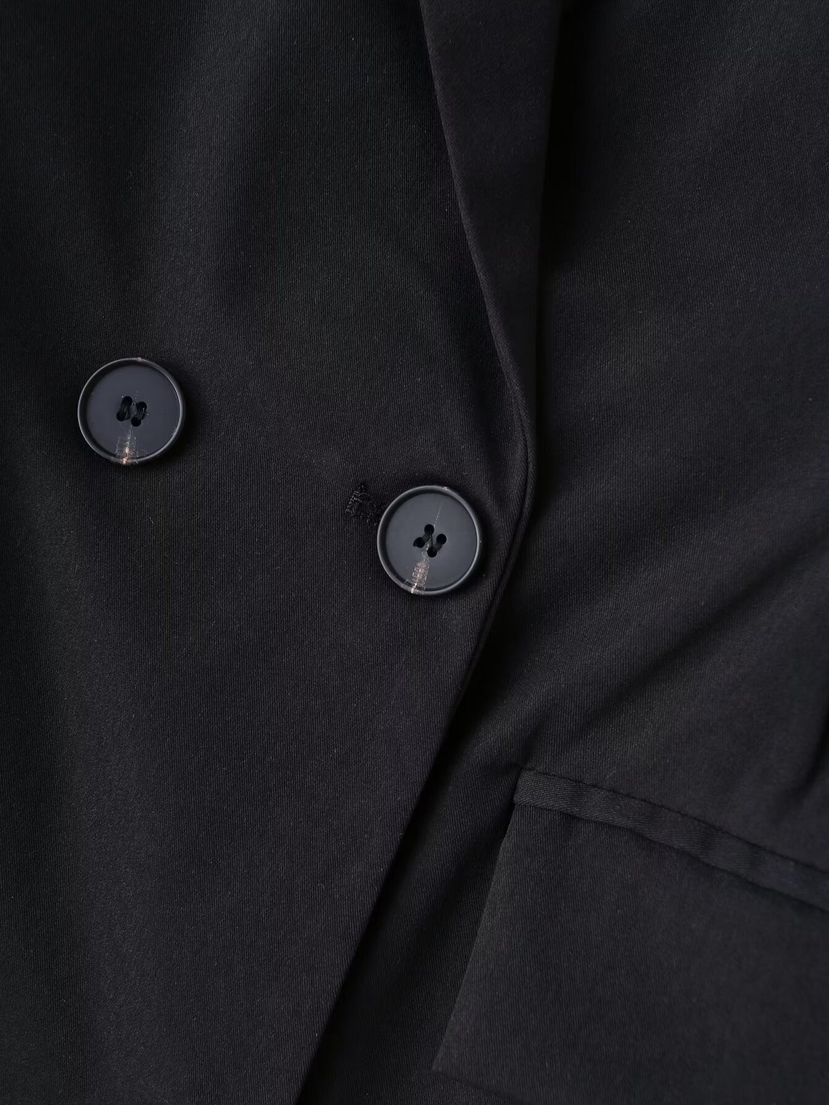 Women Clothing Women All Match Solid Color Double Breasted Long Sleeved Bubble Sleeve Blazer