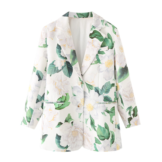 Women Clothing Summer Trend Loose Version All Matching Printed Blazer