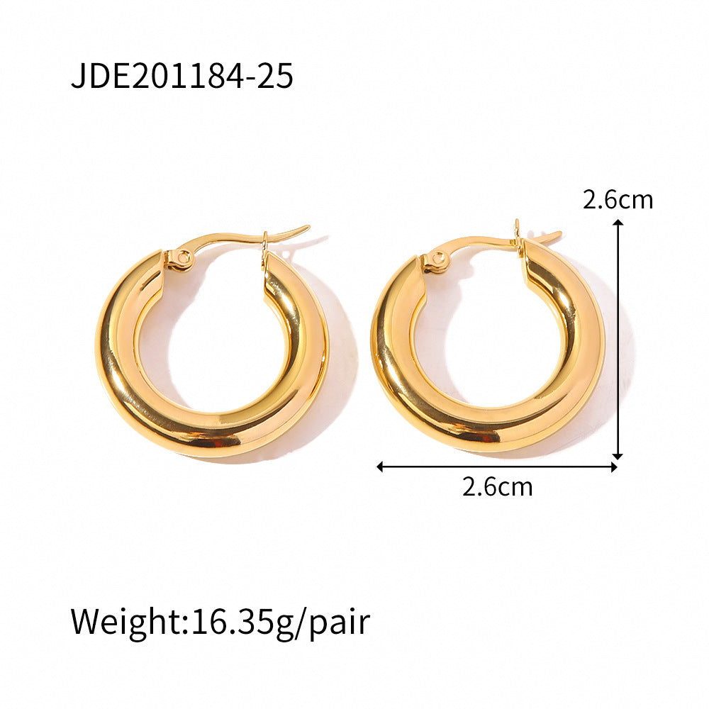 French Circle Non Fading Earrings Exaggerated Personalized Light Luxury Simplicity Online Influencer Earrings Stainless Steel Earrings for Women Accessories