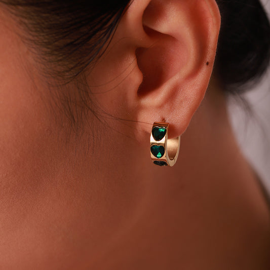 Loving Heart Zircon Inlaid Stainless Steel Ear Ring Earrings Jewelry Women