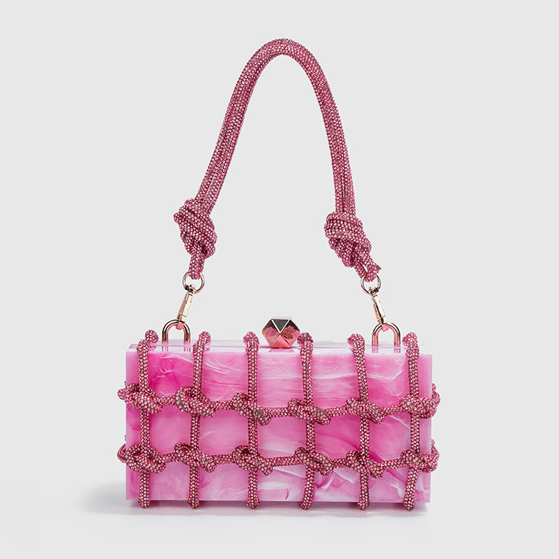 Spring Summer Alec Transparent Storage Box Handcraft Braiding Rope Small Square Bag Underarm Handbags