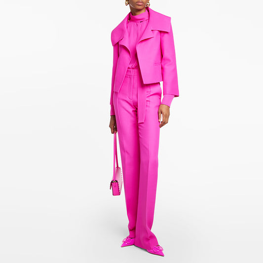 Women Short Jacket Trousers Two Piece Set