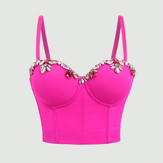Corset Cropped Sexy Sexy Hip Hop Tube Top Acrylic Diamond Beaded Boning Corset Sling Women Clothing