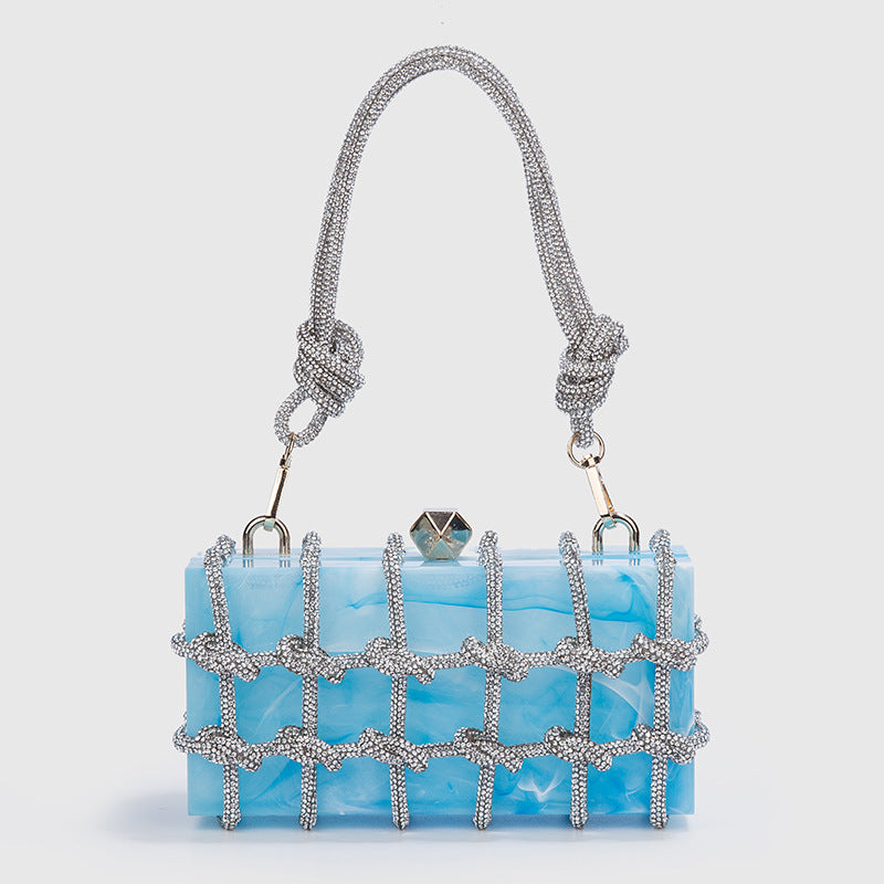 Spring Summer Alec Transparent Storage Box Handcraft Braiding Rope Small Square Bag Underarm Handbags