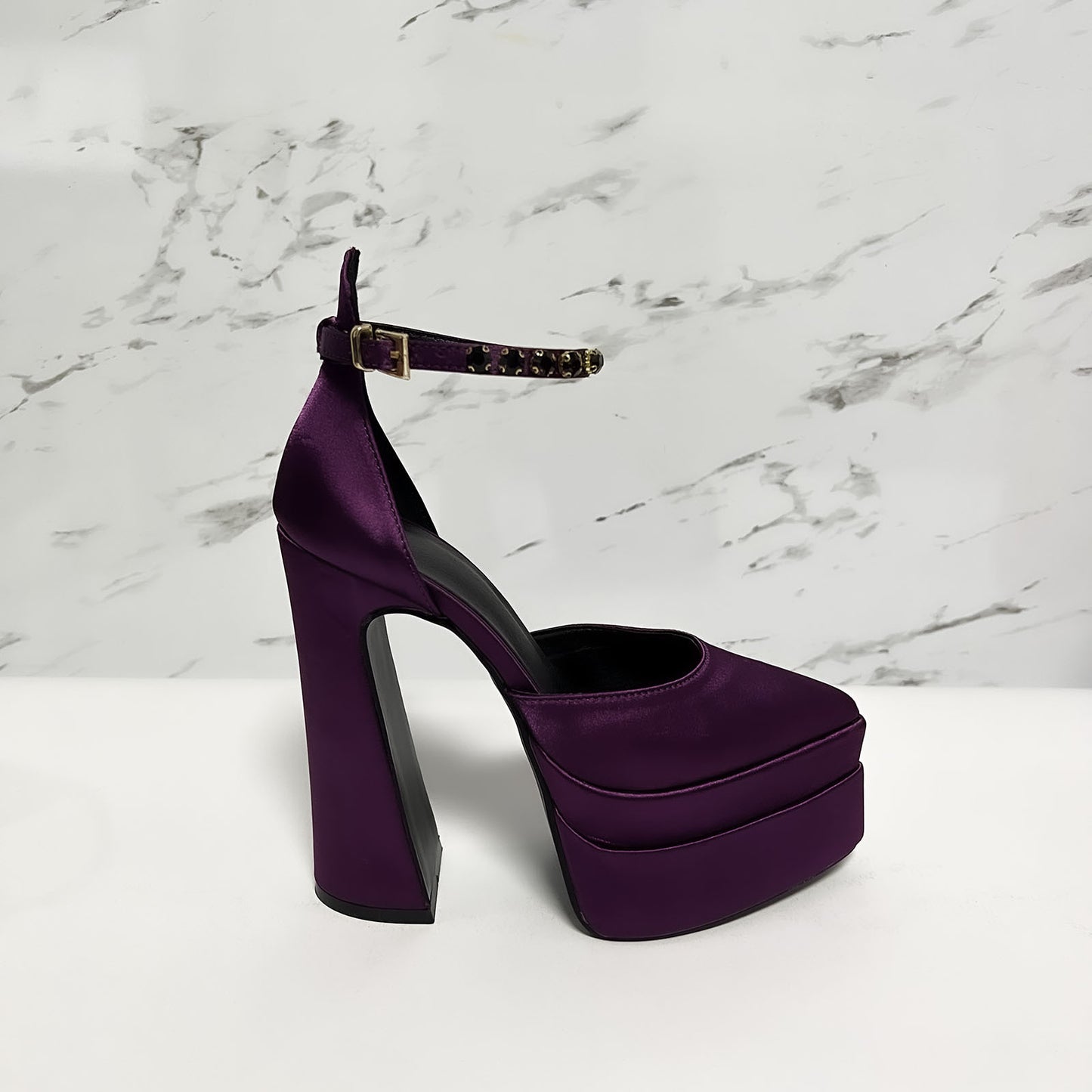 Thick High Heel 14.5cm Pumps Heels Color Rhinestone Waterproof Platform Thick Bottom Pointed Toe Women