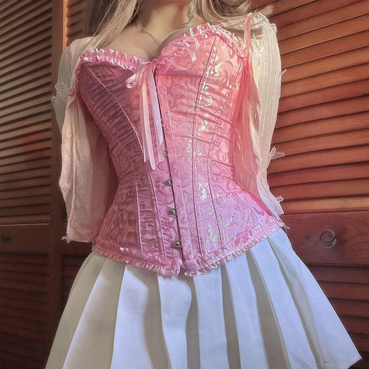 Sexy Court Corset Ribbon Belly Contracting Sexy Bridal Underwear Body Shaping off Shoulder Top