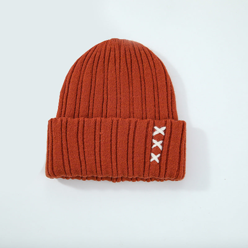 Trendy Simplicity Women Autumn Winter Solid Color Fork Warm Knitted Hat Beanie Hat