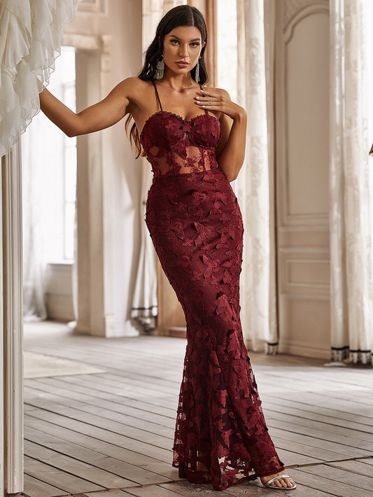 Butterfly Boning Corset Transparent Waistline Dress Ball Gown