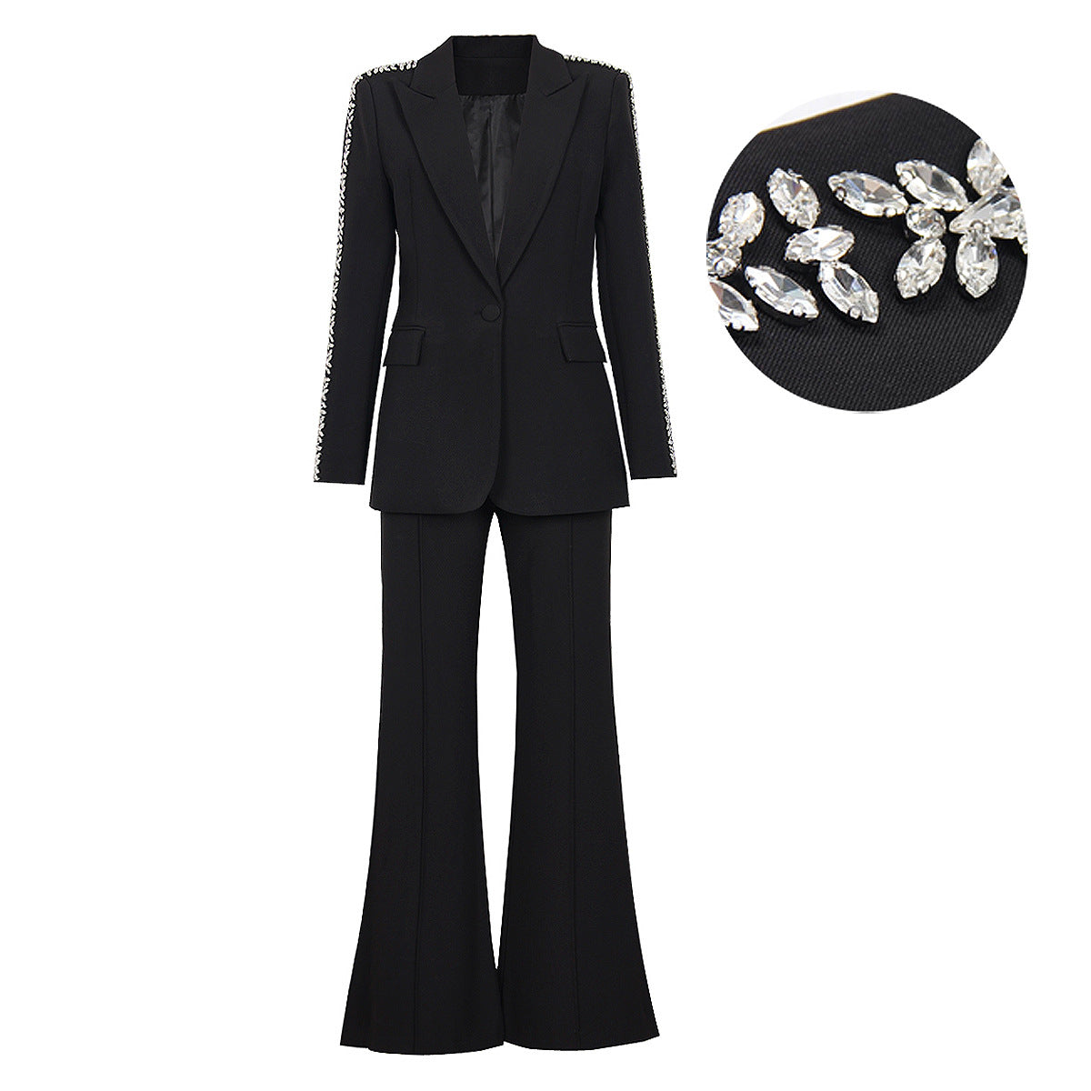 Goods Heavy Indu'lstry Beads Diamond Slim Bootcut Pants Two Piece Set for Women