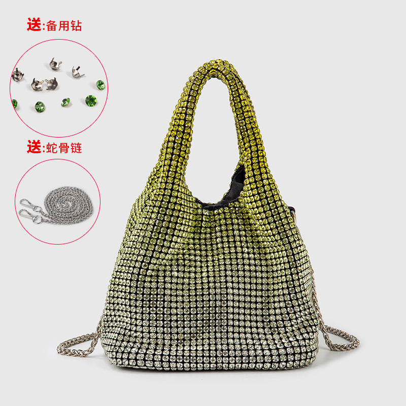 Full Diamond Bag Women Diamond Bucket Bag Rhinestone Chain Portable Messenger Bag