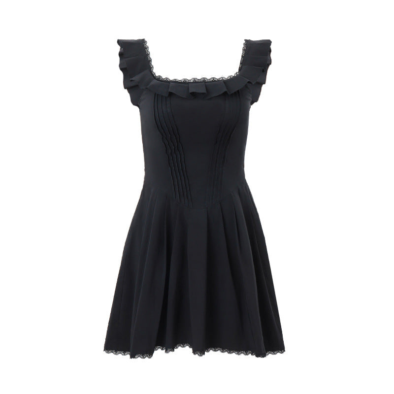 Summer French Square Collar Wooden Ear Boning Corset Corset Dress Women