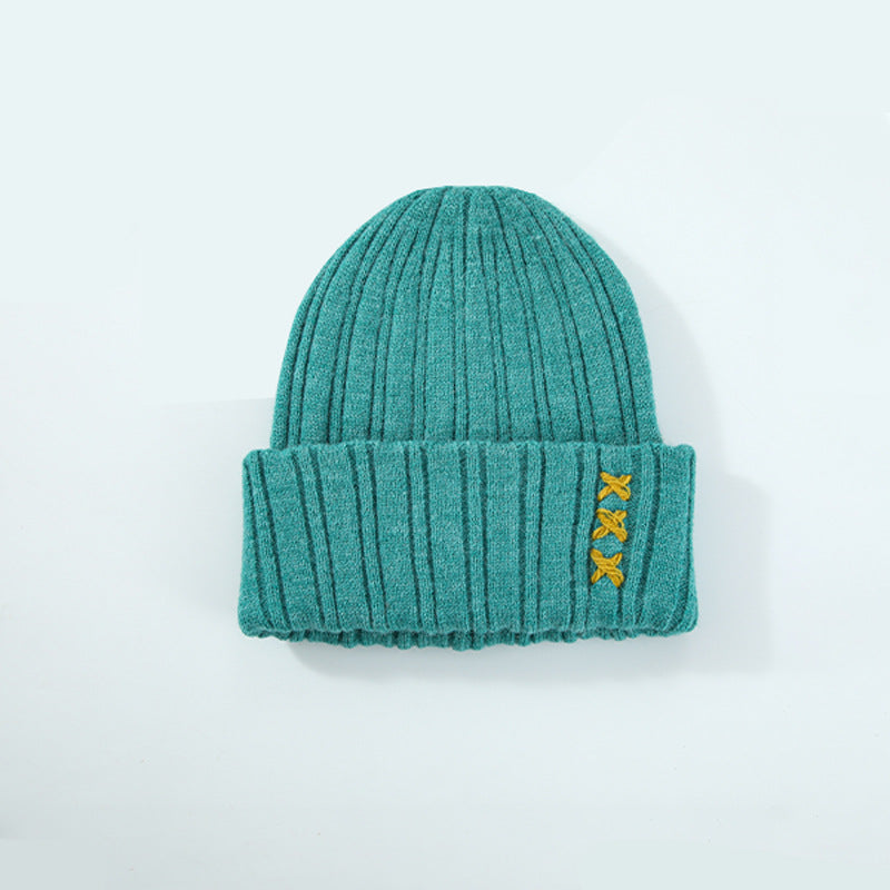 Trendy Simplicity Women Autumn Winter Solid Color Fork Warm Knitted Hat Beanie Hat