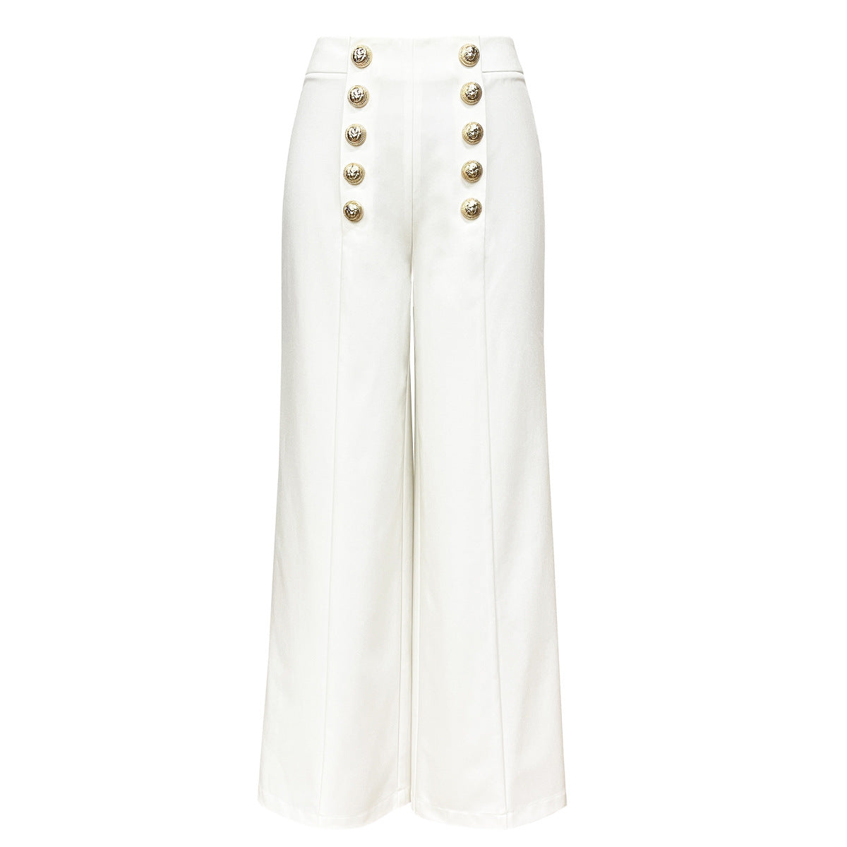 Double Breasted Rivet Hidden Hook Baggy Straight Trousers Women Trousers Casual Office