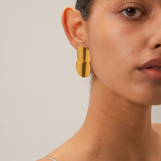 Internet Fashionable Same 18K Gold Stainless Steel Minimalist Geometric Abstract Curve Earrings Advanced Non Fading Ornament Accessories