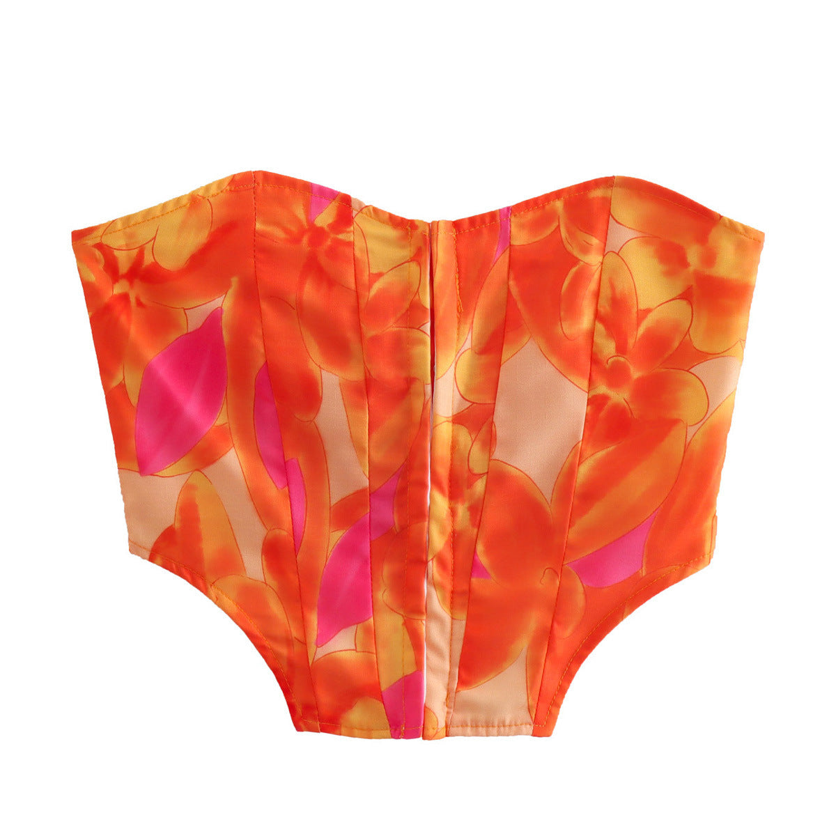 Summer Printed Corset Tube Top Lace up Skirt Set