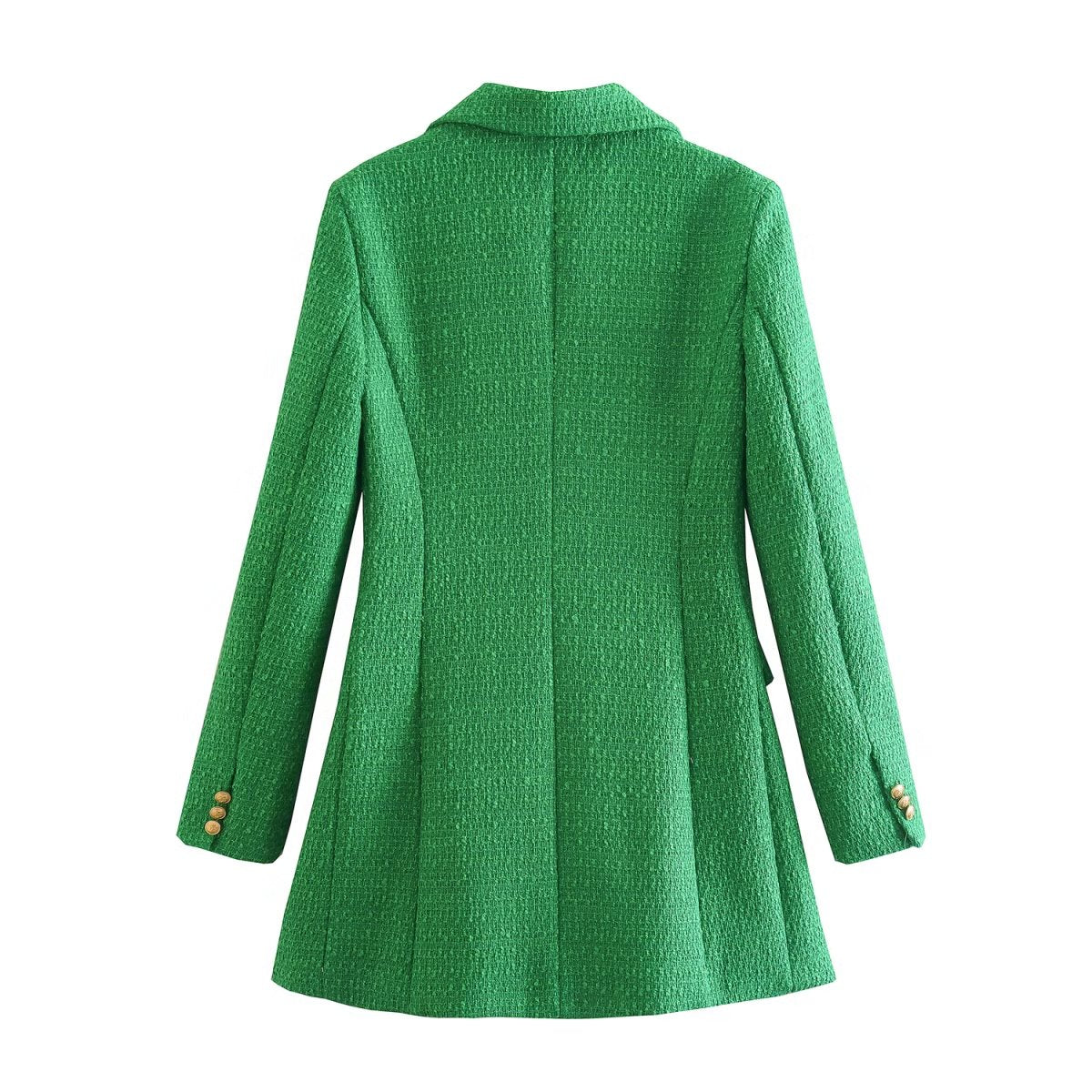 Autumn Urban Casual Women Textured Double Breasted Blazer