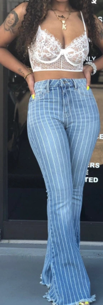 Hipster Stretchy Wide-Leg Bell-Bottom Pants Combination Jeans Flare