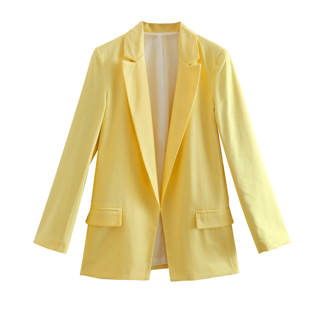 Women Clothing Summer Linen Blend Open Blazer Blazer