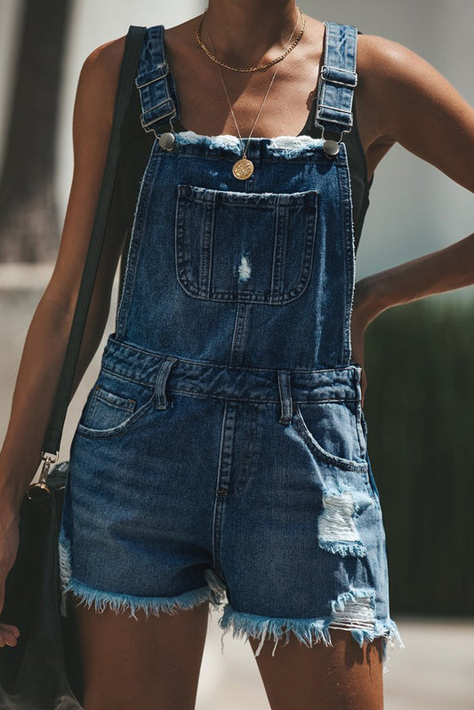 Customized Vintage Strap One-Piece Shorts Denim Jumpsuits