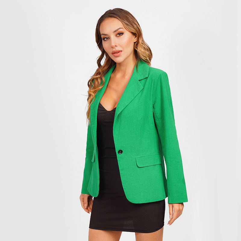 Autumn Women Wear Office Casual Simple Knitting Slim Fit Blazer