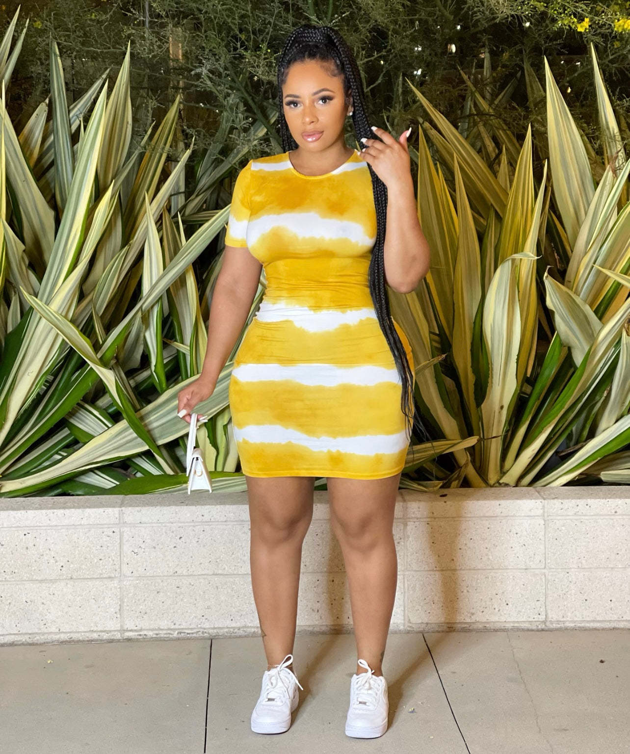 Plus Size Women Clothing Internet Celebrity Type Classic Tie Dye Printed Sheath Dress