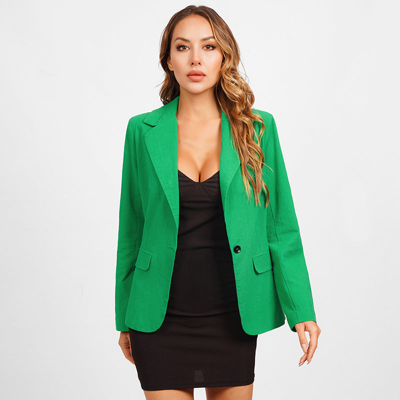 Autumn Women Wear Office Casual Simple Knitting Slim Fit Blazer