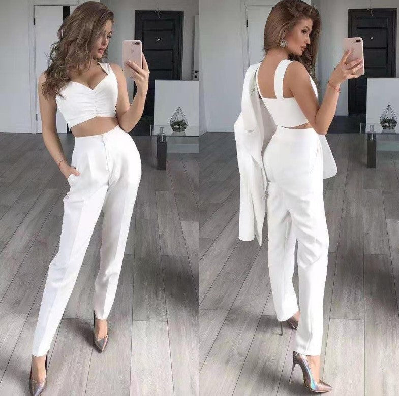 Slimming Mid-Length Long Sleeve Small Suit Loose Solid Color Office Suit