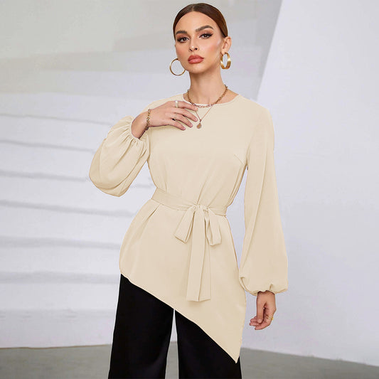 Women  Clothing Style Irregular Early Autumn Top Cinched Style Long Sleeve Women  Shirt